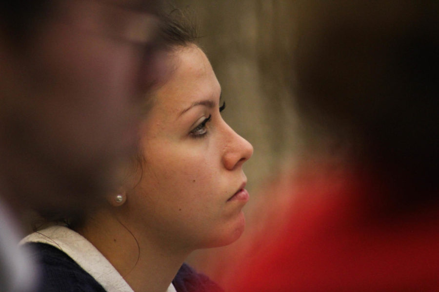 Speaker Zoey Shipley listens during a Student Government meeting on Nov. 29 at the Memorial Union. 