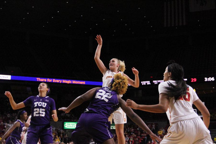 Freshman Madison Wise taking a shot against the TCU Horned Frogs at the Hilton Coliseum on Jan. 30. 