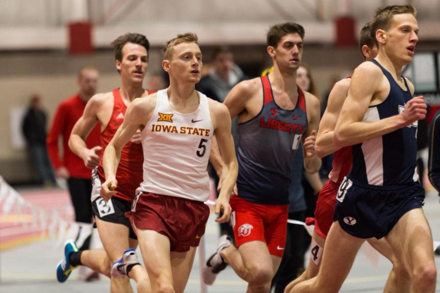 Redshirt junior Dan Curts compete in the mens mile during day two of the Iowa State Classic Feb.11 in Lied Recreation Athletic Center.