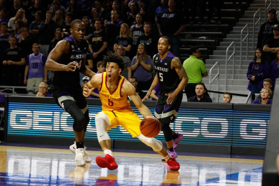 Iowa State freshman Lindell Wigginton cuts to the hoop during the Cyclones 78-66 loss to Kansas State on the road. 