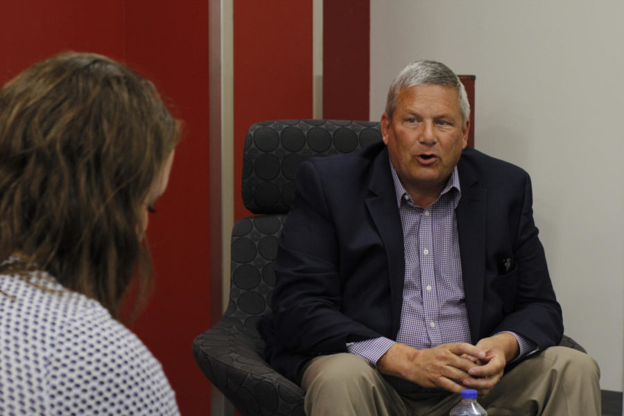 Iowa Secretary of Agriculture Bill Northey answers a question while being interviewed at the Iowa State Daily office on Sept. 29th.
