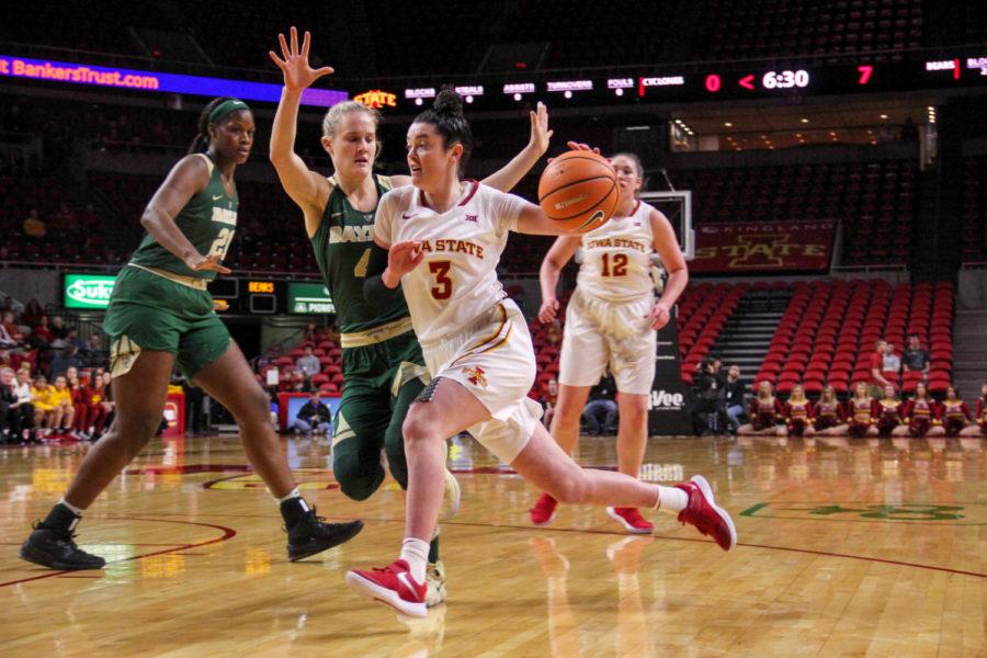 Senior Emily Durr during the game against the Baylor Bears on Jan. 17 at the Hilton Coliseum. 