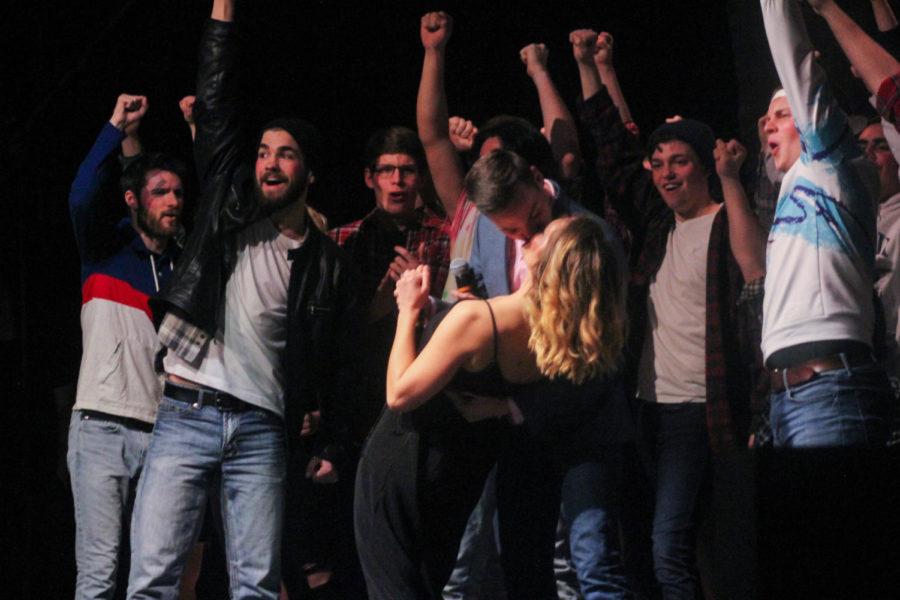 Students performing in the Mini Musical "Lights, Cameron, Action!" on the first night of the Varieties Semi-Finals on Feb. 9 at the Memorial Union.