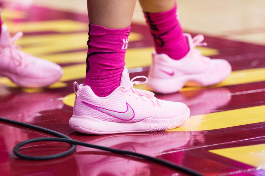 Players from both teams wore matching pink Nikes during the Iowa State vs OSU basketball game Feb. 10 to show support for anyone who cancer has affected. The cyclones were narrowly defeated by the Cowgirls 73-81