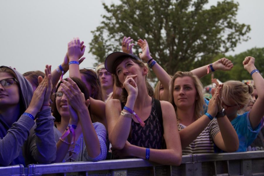 The crowd reacts to Shakey Graves during day two of Hinterland music festival. Shakey Graves is an Americana musician who describes himself as a gentleman from Texas.