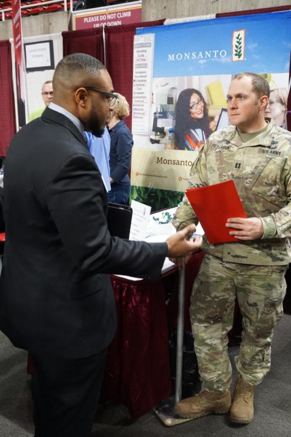 At the Engineering Career Fair there were several military booths. The booths hoped to show students that they have more options after school than the typical private sector route.