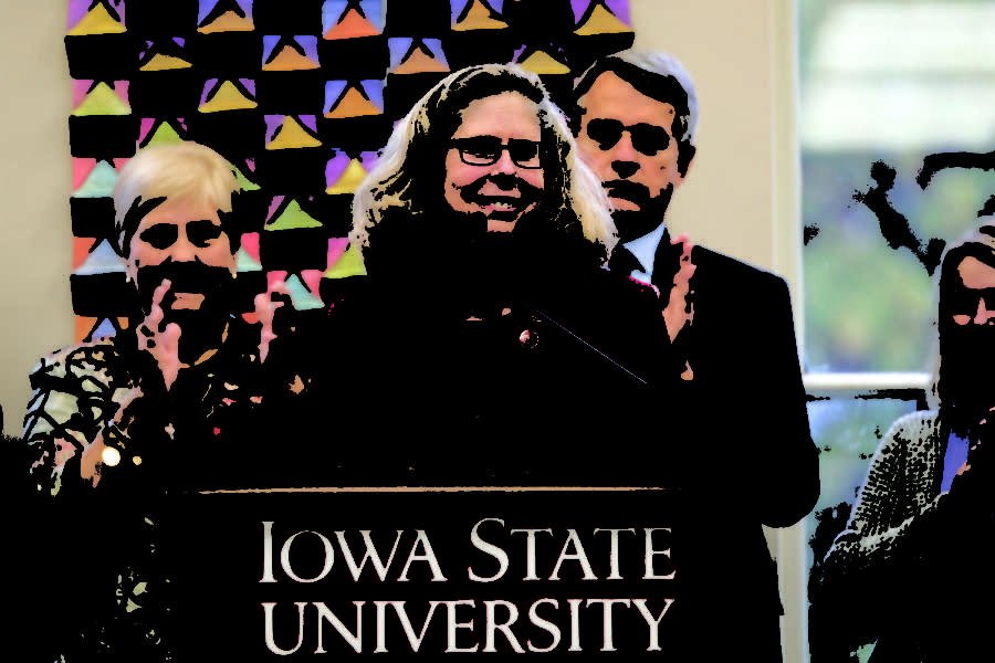 President-select Wendy Wintersteen speaks in the Memorial Union after being announced as the next President of Iowa State University on Monday. She was unanimously chosen by the Board of Regents. Wintersteen is the first female to hold the position of President at Iowa State.