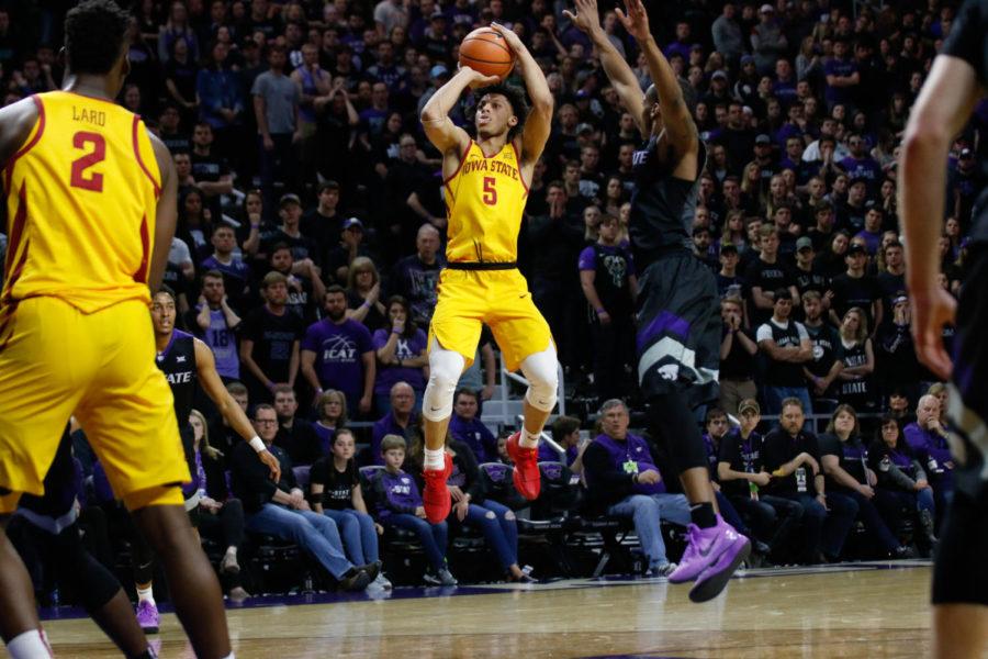 Iowa+State+freshman+Lindell+Wigginton+shoots+a+3-pointer+during+the+Cyclones+78-66+loss+to+Kansas+State.%C2%A0