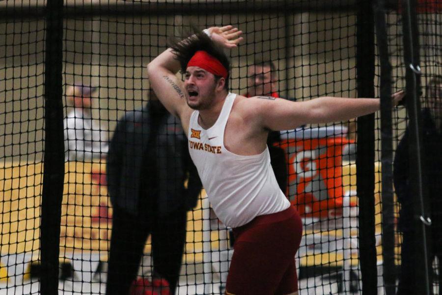 Iowa+State+then-junior+Vlad+Pavlenko+yells+while+competing+in+the+mens+weight+throw+during+the+Iowa+State+Classic+on+Feb.+9%2C+2018.+Pavlenko+had+a+best+throw+of+61-5+1%2F2.
