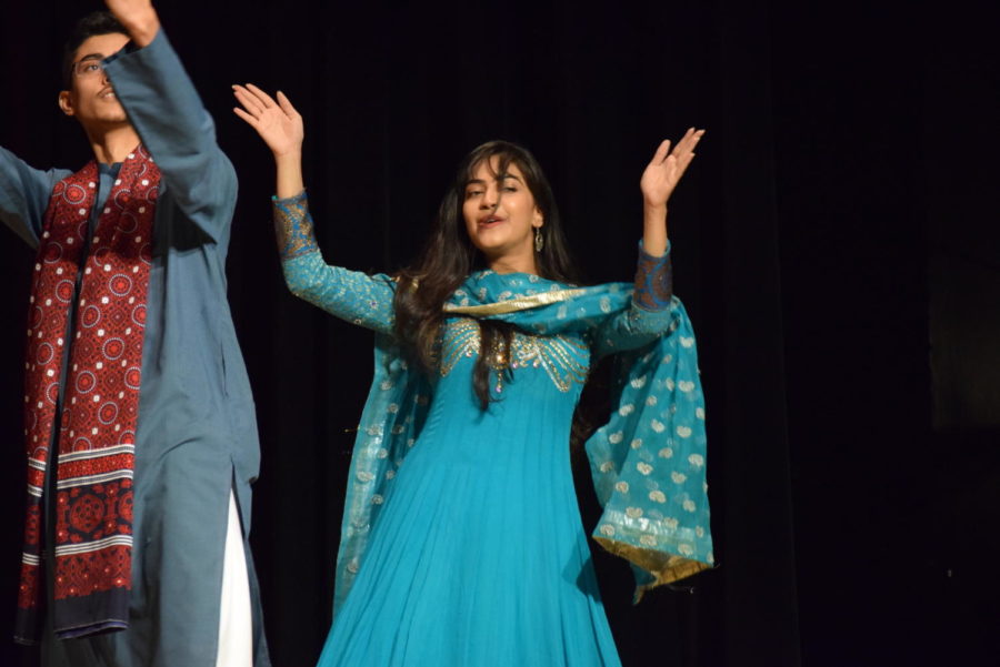 Iowa State student and member of the Pakistan Student Association (PSA) shows off different varieties of Pakistans clothing culture and dance. The Pakistan Student Association was one of many multicultural groups to exhibit dance, fashion, and culture at the Global Gala.