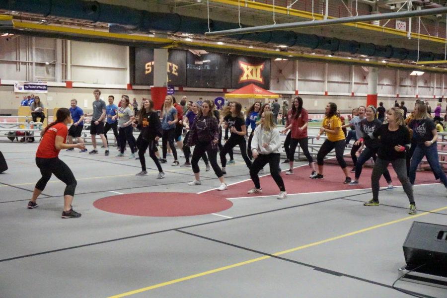 One of the events during Relay 4 Life March 3 was a jazzercize class. Once it began, people gathered quickly to participate in this event. 