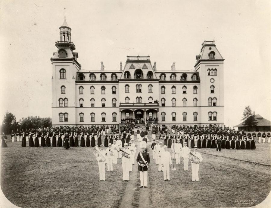 Old Main and the Iowa State student body in 1892.