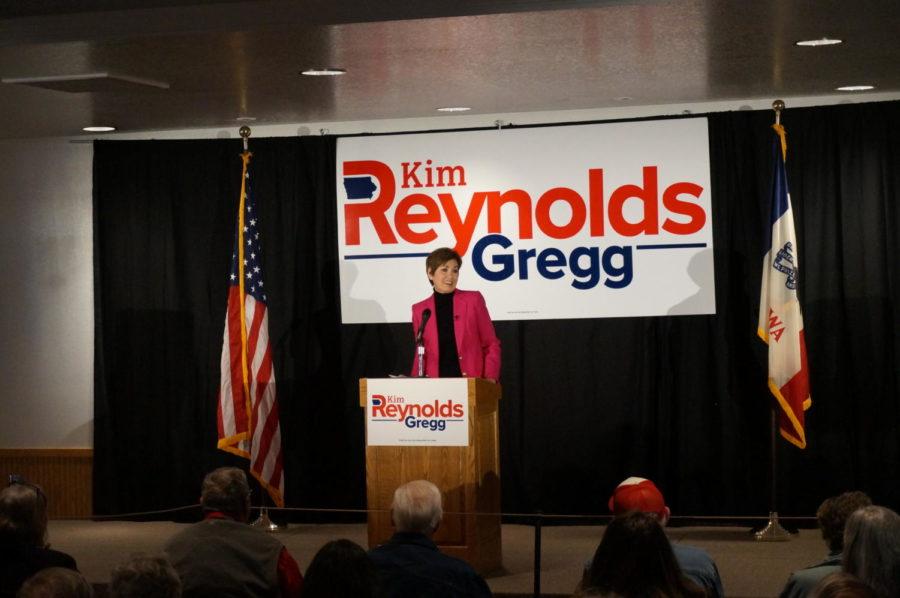 Kim+Reynolds+announces+her+bid+for+governor+in+her+home+town+of+Osceola%2C+Iowa+Wednesday.%C2%A0