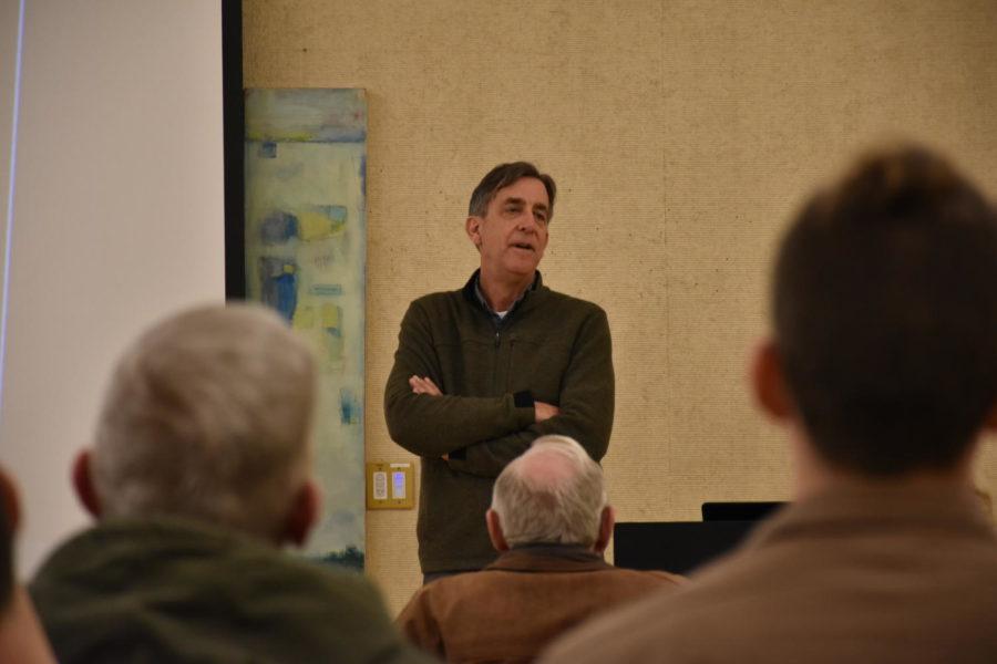Steve Jones, from Washington State University, speaks at his lecture on March 26, 2018 about wheat varieties and what he and his team are doing to improve its production.