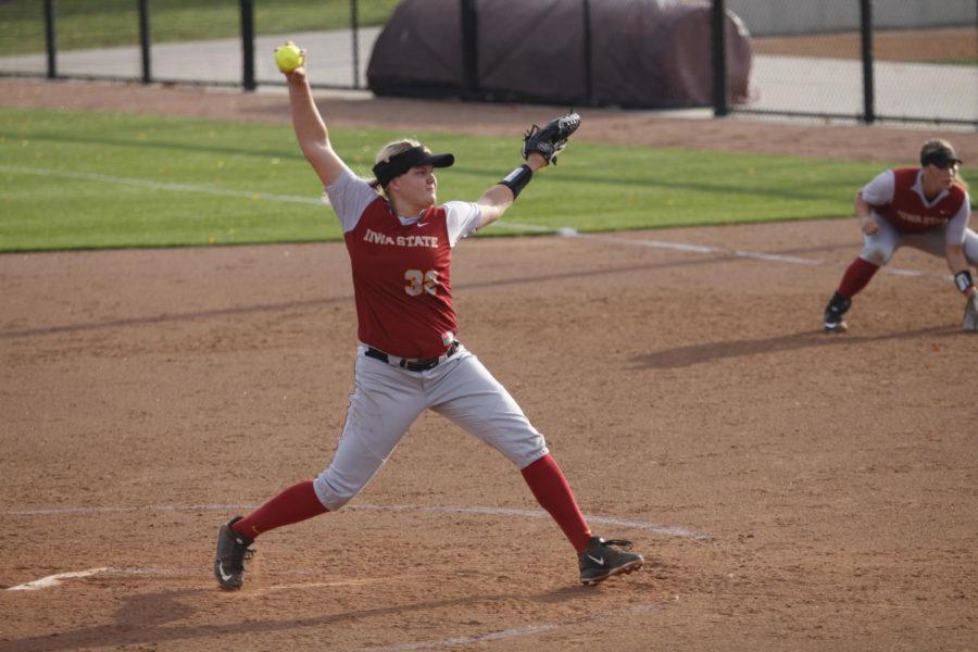 Iowa State junior Brianna Weilbacher pitches in the fourth inning. 