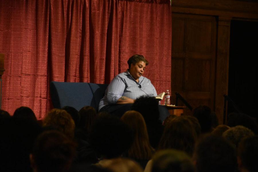Author Roxane Gay reads from her new book, Hunger: A Memoir of (My) Body, at her talk on April 5, 2018.