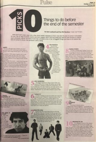 An article from the Iowa State Daily paper in April of 2006 containing 10 things Daily staff recommended people should do before the semester came to an end.