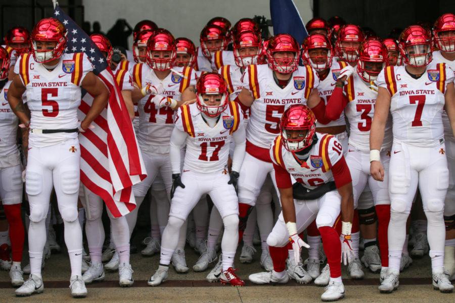 Members of the Iowa State football team prepare to run out of the tunnel before the 59th Annual AutoZone Liberty Bowl in Memphis, Tennessee on Dec. 30, 2017. The Cyclones defeated the Memphis Tigers 21-20.