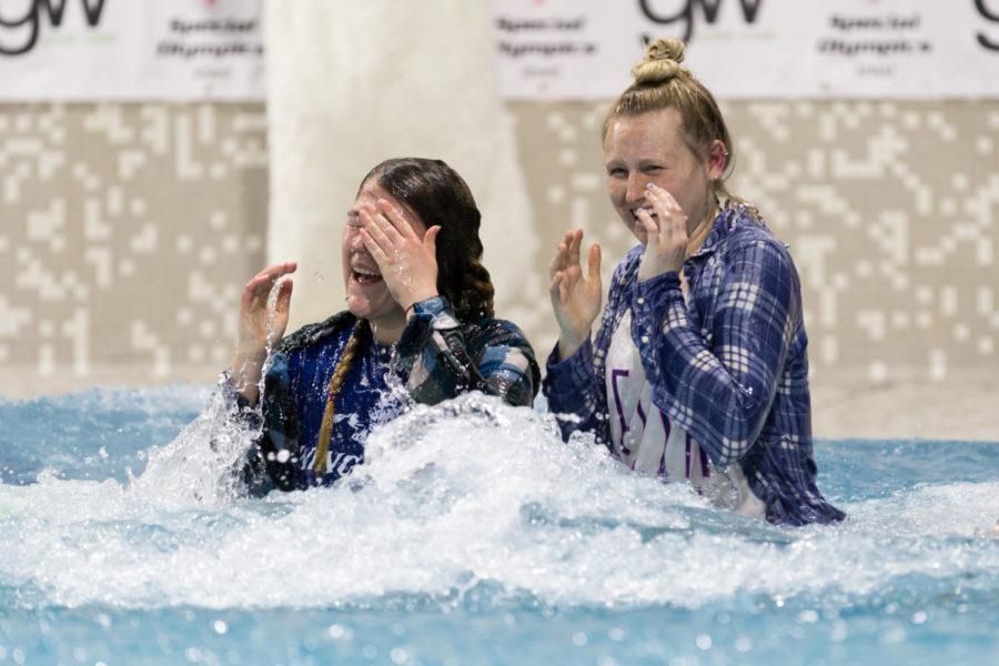 Members of the Iowa State Greek Community Jump into the pool at State Gym for Polar Plunge April 6.