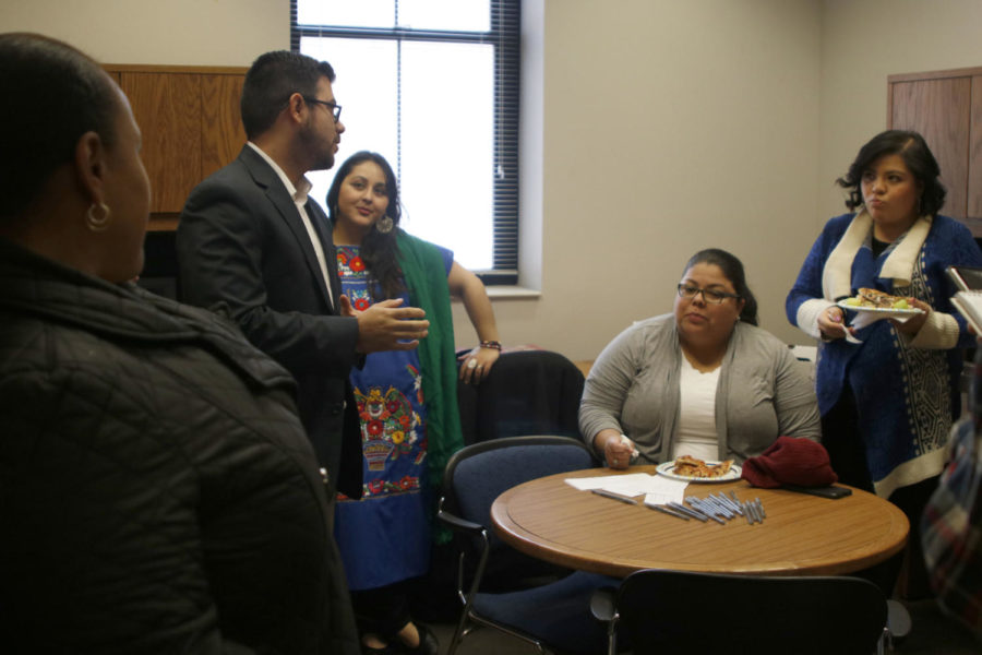 Students and faculty gather in Martin Hall for the re-opening of El Centro on April 16. Graduate student Samuel Morales-Gonzalez led the effort to revive El Centro, a place where people who identify as Latinx and allies can gather.