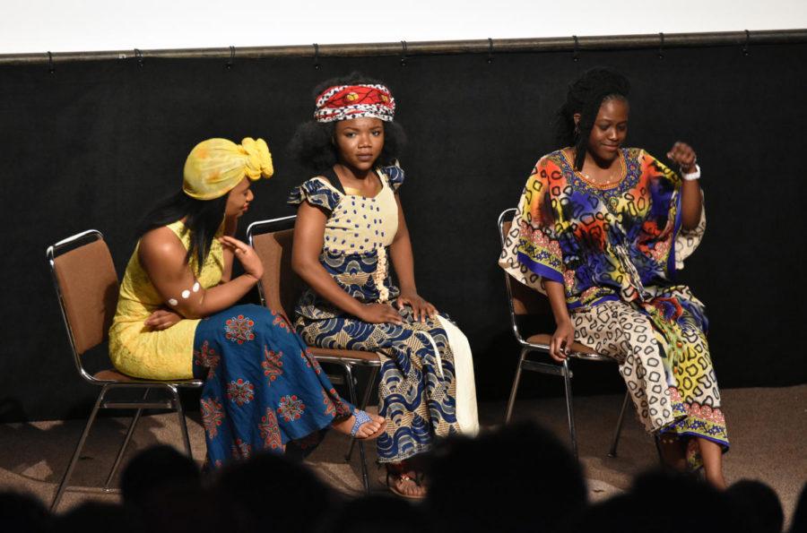 Willi Jacques, Kpandi Lumeh and Helen Yiga perform a play at the African Night show on April 16.