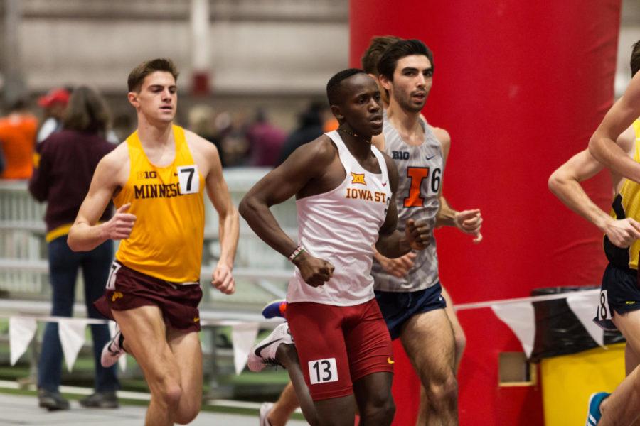 Sophomore Festus Lagat compete in the mens mile during day two of the Iowa State Classic Feb.11 in Lied Recreation Athletic Center.