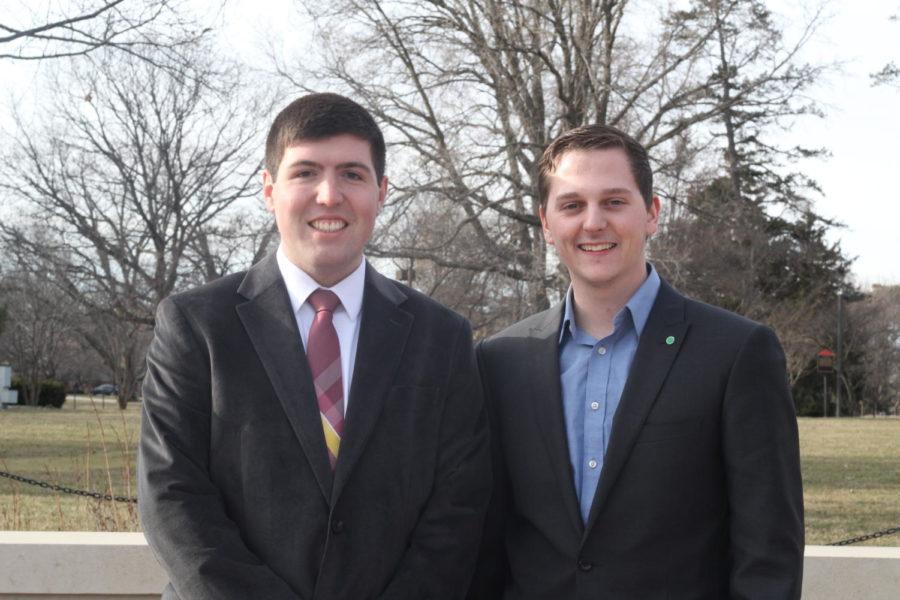 Student Government President and Vice President Cody West and Cody Smith pose for a photo on Central Campus.