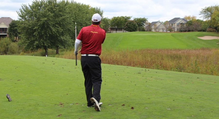 David Stein fires a shot. The ISU men’s golf club is headed to the National Collegiate Club Golf Association national championship.