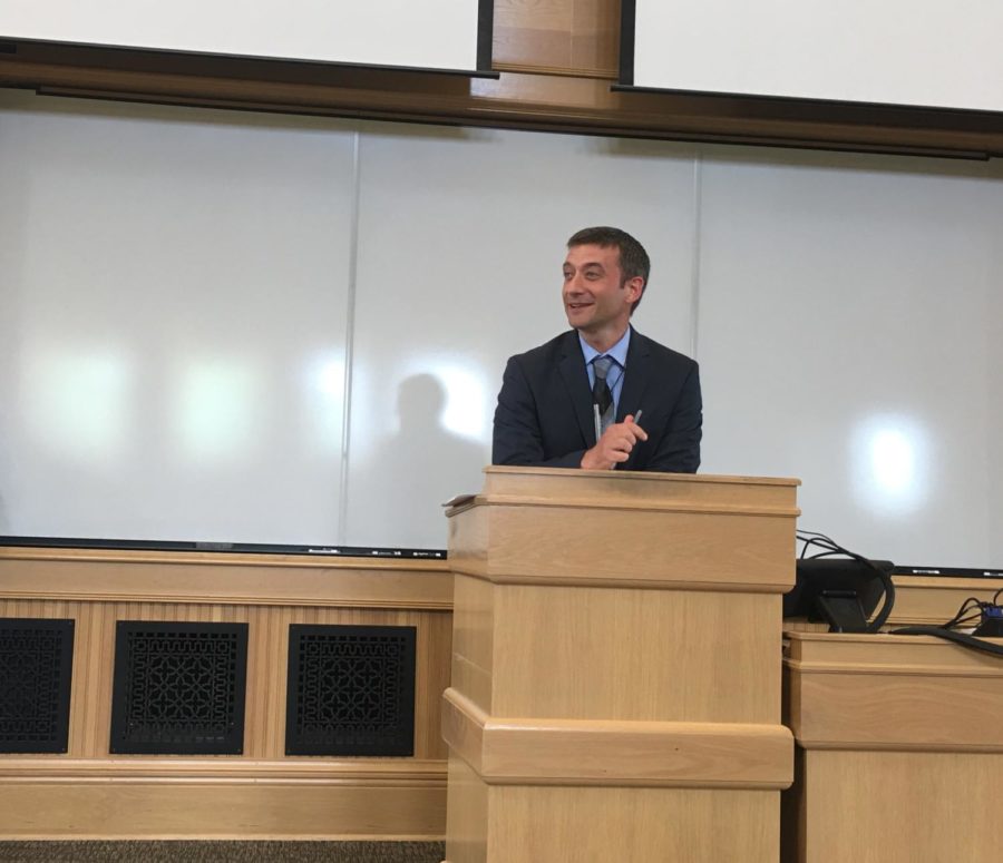 Michael Dahlstrom, Iowa State professor and symposium organizer, speaks in 2019 Morill Hall.