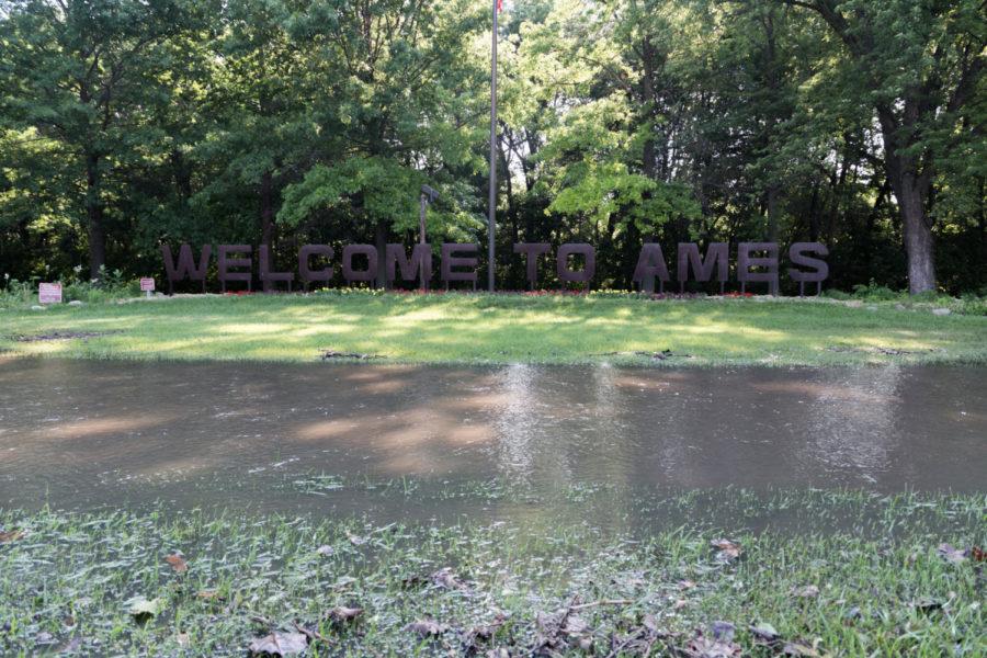 Stuart Smith Park is submerged in water after heavy rains caused flooding throughout Ames