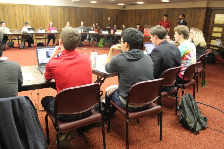 Iowa State University Student Government meet on Feb. 22, 2017 in the Campanile Room in the Memorial Union. 