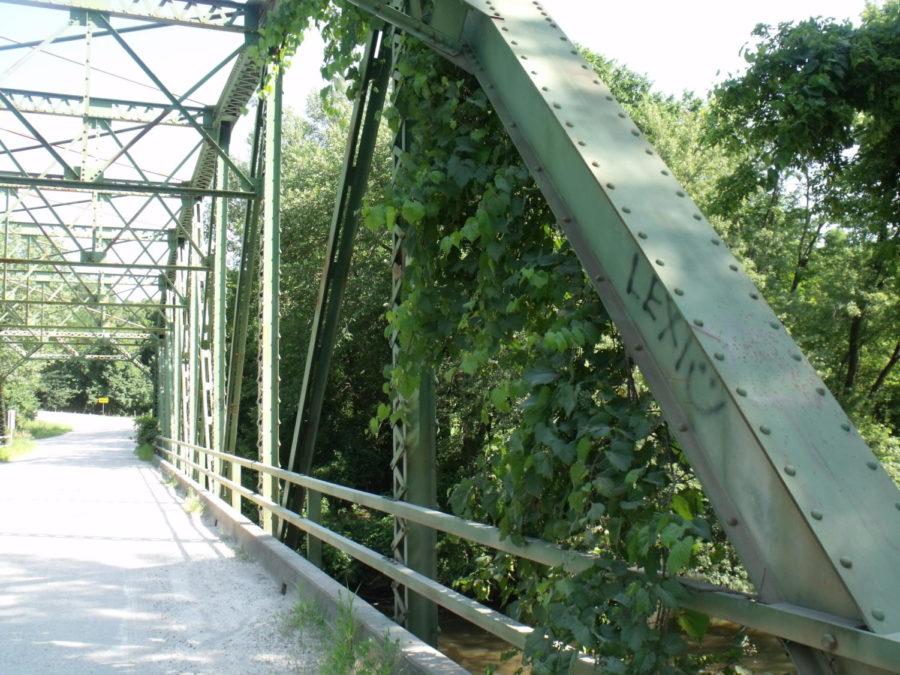 A bridge over the Skunk River provides a scenic view.
