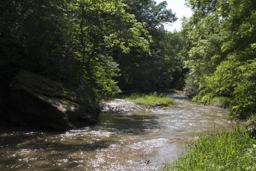 Some outdoor enthusiasts enjoy walking in the creeks at Ledges State Park.