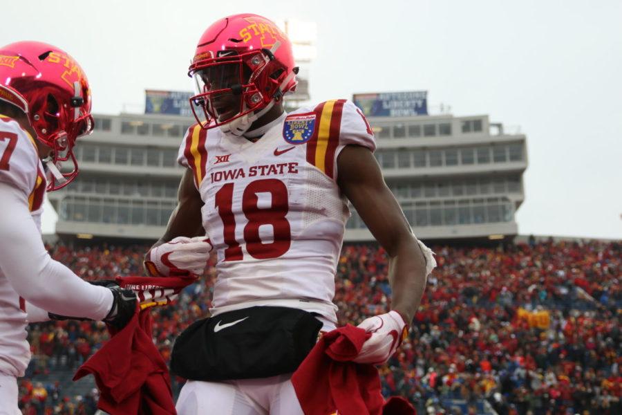 Iowa+State+sophomore+Hakeem+Butler+celebrates+after+the+Cyclones+21-20+win+over+Memphis+in+the+AutoZone+Liberty+Bowl.