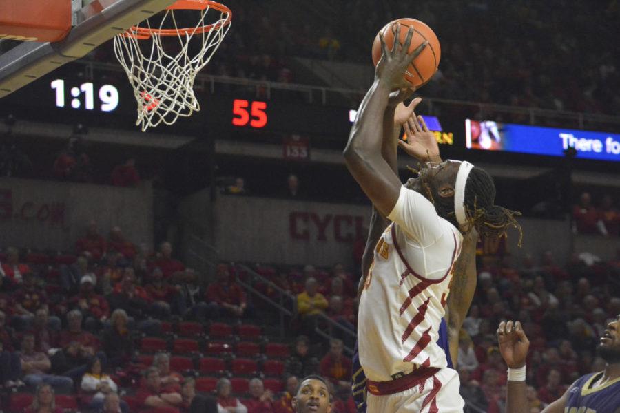 Solomon+Young%2C+forward%2C+goes+to+make+a+basket+during+the+mens+basketball+game+against+Alcorn+State+on+Dec.+10+at+Hilton+Coliseum.+The+Cyclones+won+78-58.