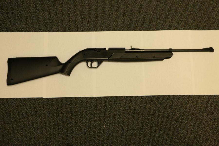 Pictured is the rifle BB gun acquired by the Iowa State University Police on Thursday after four suspects were spotted with them in the Frederiksen Court area on Iowa States campus.