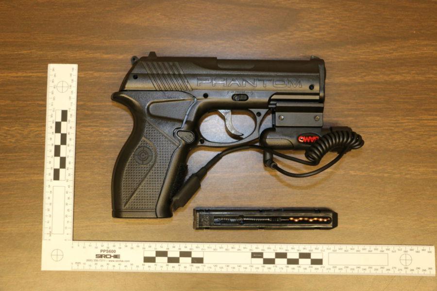 Iowa State University Police recovered this BB gun from suspects on Thursday who were using these weapons on campus in the Frederiksen Court Residence area. 