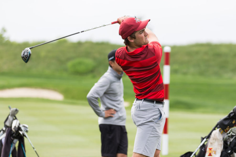 Member of the Iowa State Golf Team Practices May 22 at the ISU Golf Facilities.