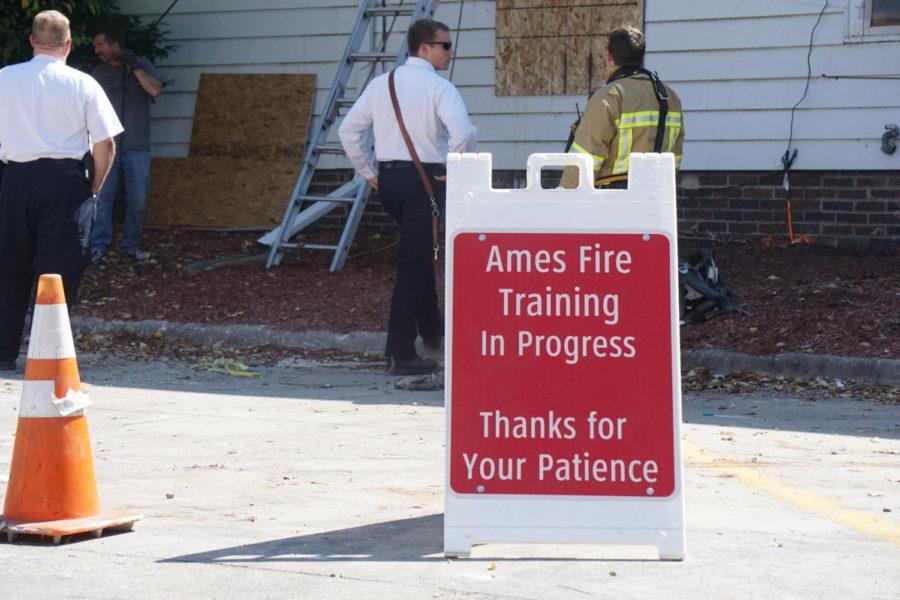 On September 11th, firefighters from the Ames Fire Department ran through possible crisis situations in an abandoned building by Fareway. The team used both the abandoned building and a fire truck to practice many situations that they might have to handle. 