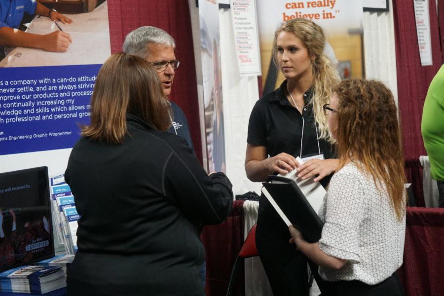 During+the+Engineering+Career+Fair+on+Sept.+25%2C+2018+many+students+interviewed+with+companies+in+hopes+of+an+internship+or+co-op.+The+Engineering+Career+Fair+brought+in+hundreds+of+employers+ready+to+listen+to+students+speeches+and+presentations.%C2%A0