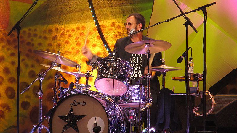 Ringo Starr behind the drum kit.