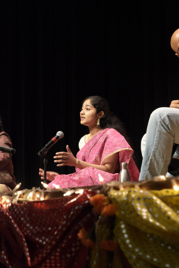 Smitha Subbarao, junior in computer science, performs a carnatic vocal performance during the annual Sanskriti event on Sunday, Sept. 16 from 4 to 7 p.m. in the Great Hall of the Memorial Union put on by the The Indian Students Association. The event was to raise funds for the Chief Ministers Disaster Relief Fund regarding the recent flooding in Kerala.
