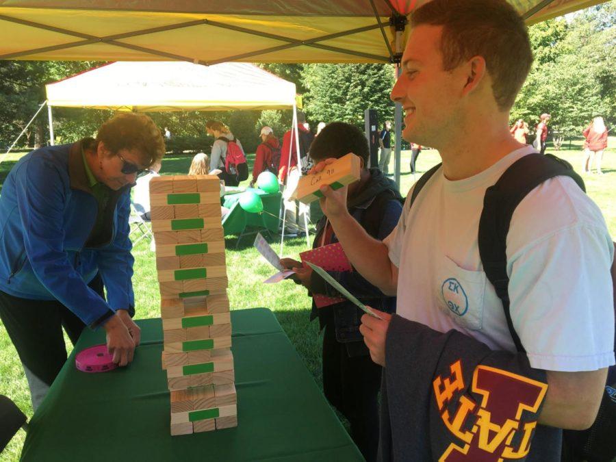 People who attended the Green Dot Launch on Sept. 26 learned about preventing power-based violence by participating in fun activities like Green Dot Jenga. 