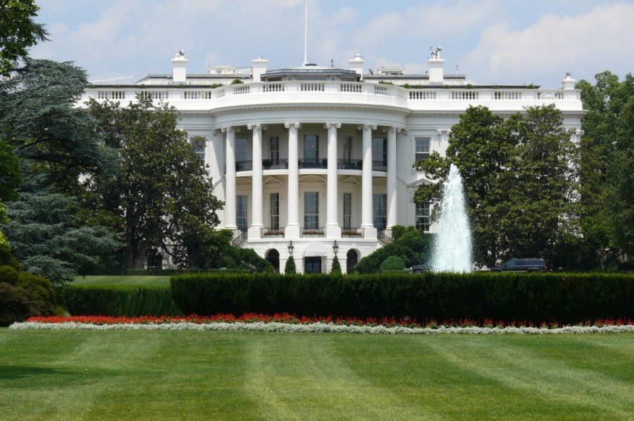 South facade of the White House, Washington DC. The White House is the official residence and principal workplace of the President of the United States. Located at 1600 Pennsylvania Avenue NW in Washington, D.C.