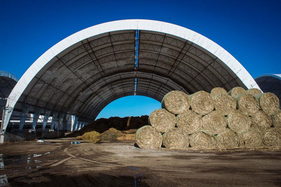 Corn stalk is the main contributor to compost. Used for hay bales, corn stalk is recycled to feed livestock. 