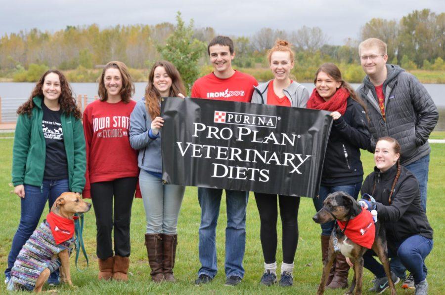 Iowa State Surgery Club volunteers stop for a picture after organizing Saturdays IRONDOG 5k Race. The event started at 9am and was held at Ada Hayden City Park. The IRONDOG raises money to help animals in need of surgery when their owners cannot afford the surgery. 