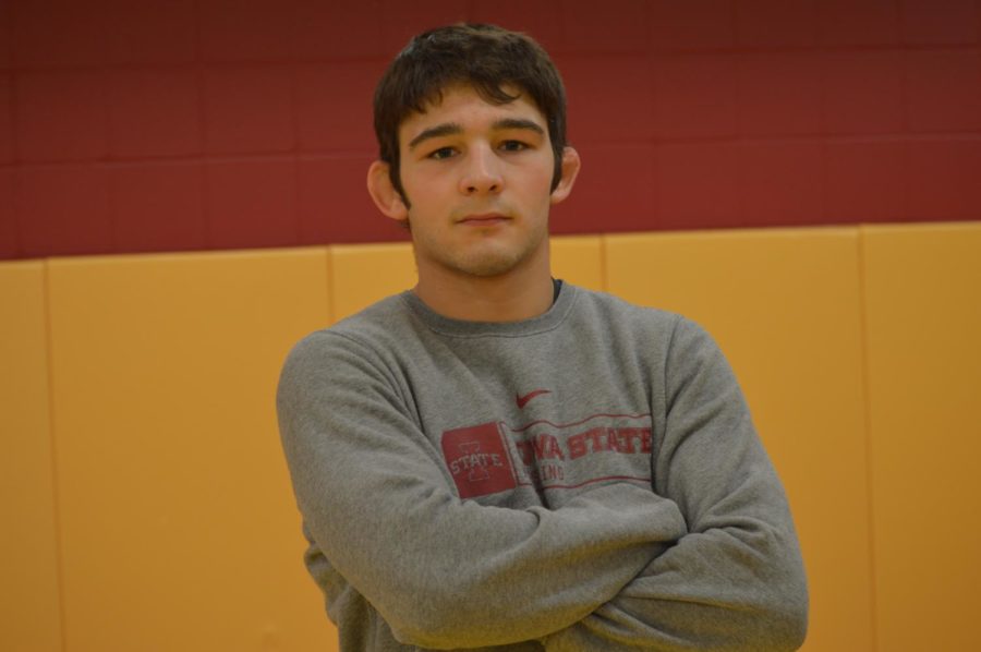 141+pound+redshirt+sophomore%2C+Ian+Parker+poses+at+Iowa+State+Wrestlings+media+day.%C2%A0