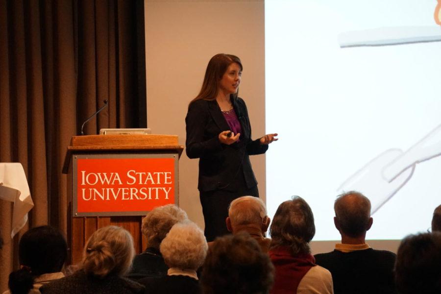 Iowa State Assistant Professor of Chemistry Robbyn Anand speaks about curing cancer one cell at a time during the fall Deans Lecture Series October 11.