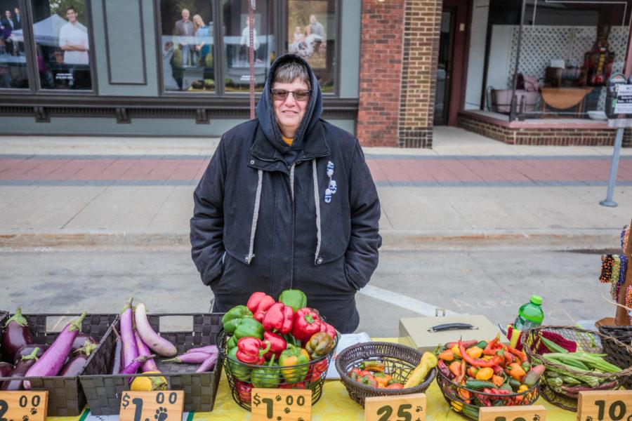 Elaine Huls of Meow Acres at the Ames Farmers Market on Main Street.
