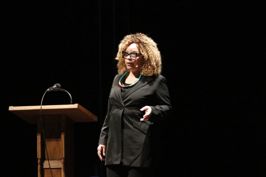 Costume designer Ruth E. Carter spoke in Stephens Auditorium on Oct. 9. Carter mentioned designing costumes for superheros for the first time. “I use a lot of the same principles that I use for developing characters and coming up with their stories. I am very specific about who they are and how they look when I approach the work of black panther,” Carter said.